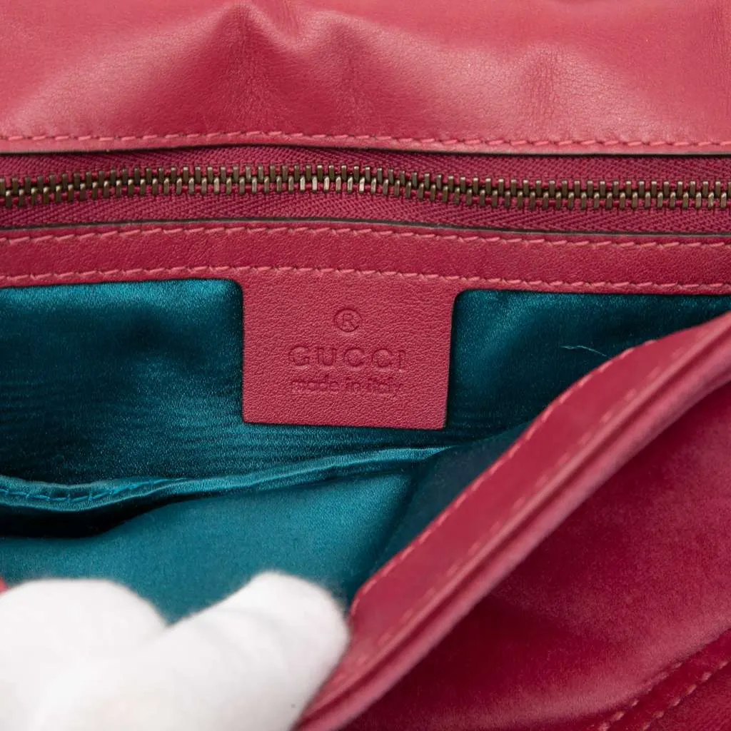 Gucci Large GG Marmont Matelasse Velvet Embroidered Blind For Love Shoulder Bag Pink Velvet Very good - Box View