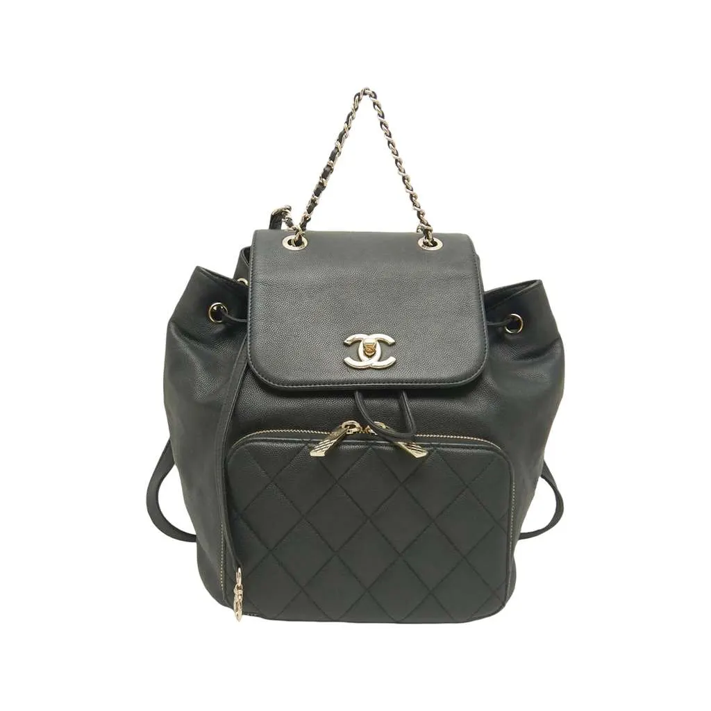 Chanel Business Affinity Caviar Backpack Black Leather Very good - Front View