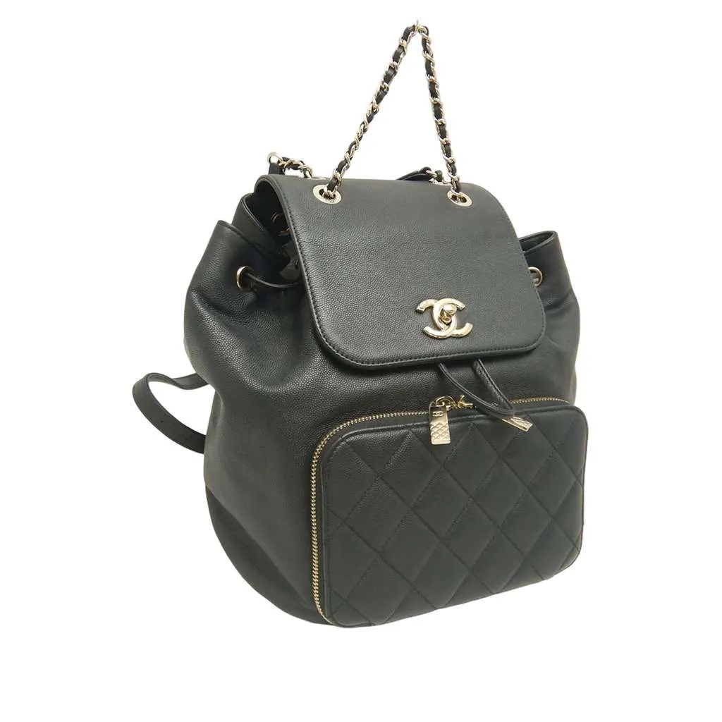 Chanel Business Affinity Caviar Backpack Black Leather Very good - Back View