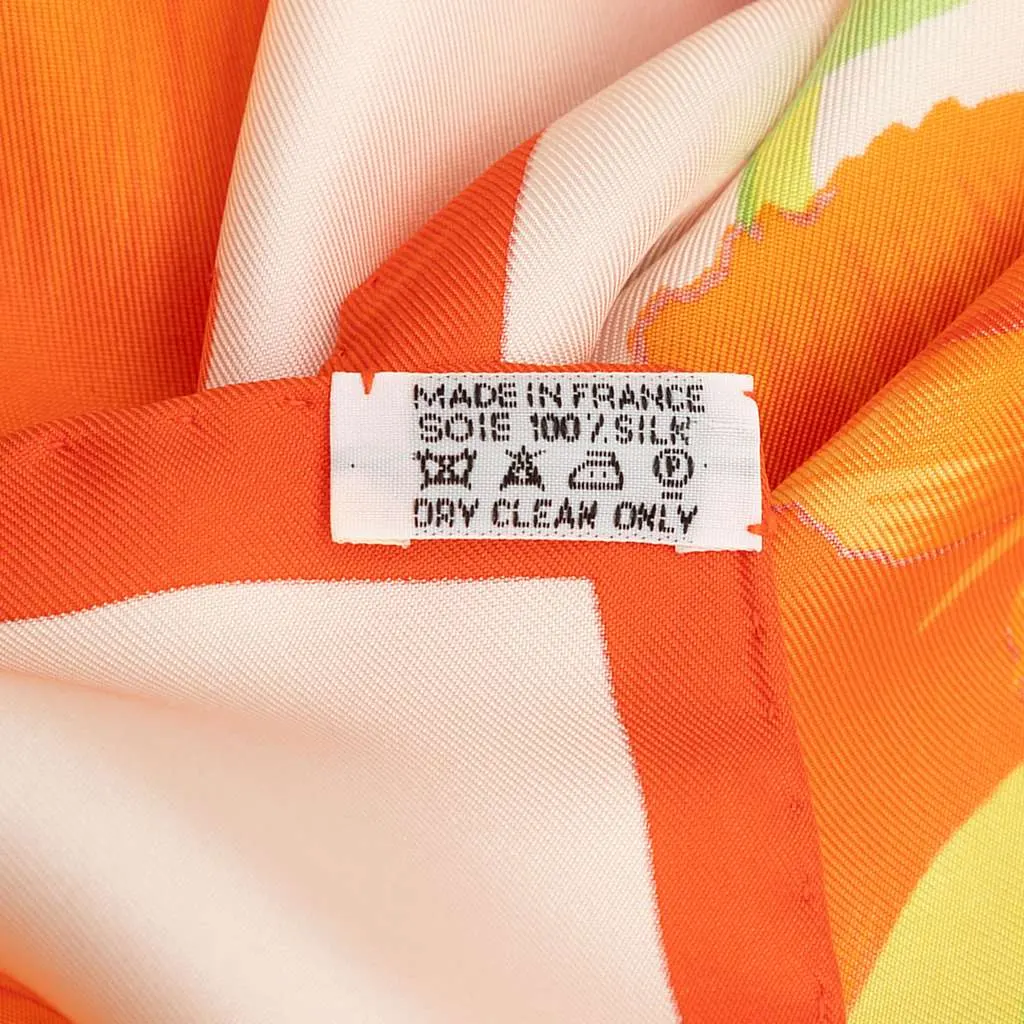 Hermès Les Pivoines Silk Scarf 90 Orange Silk Very good - Model View