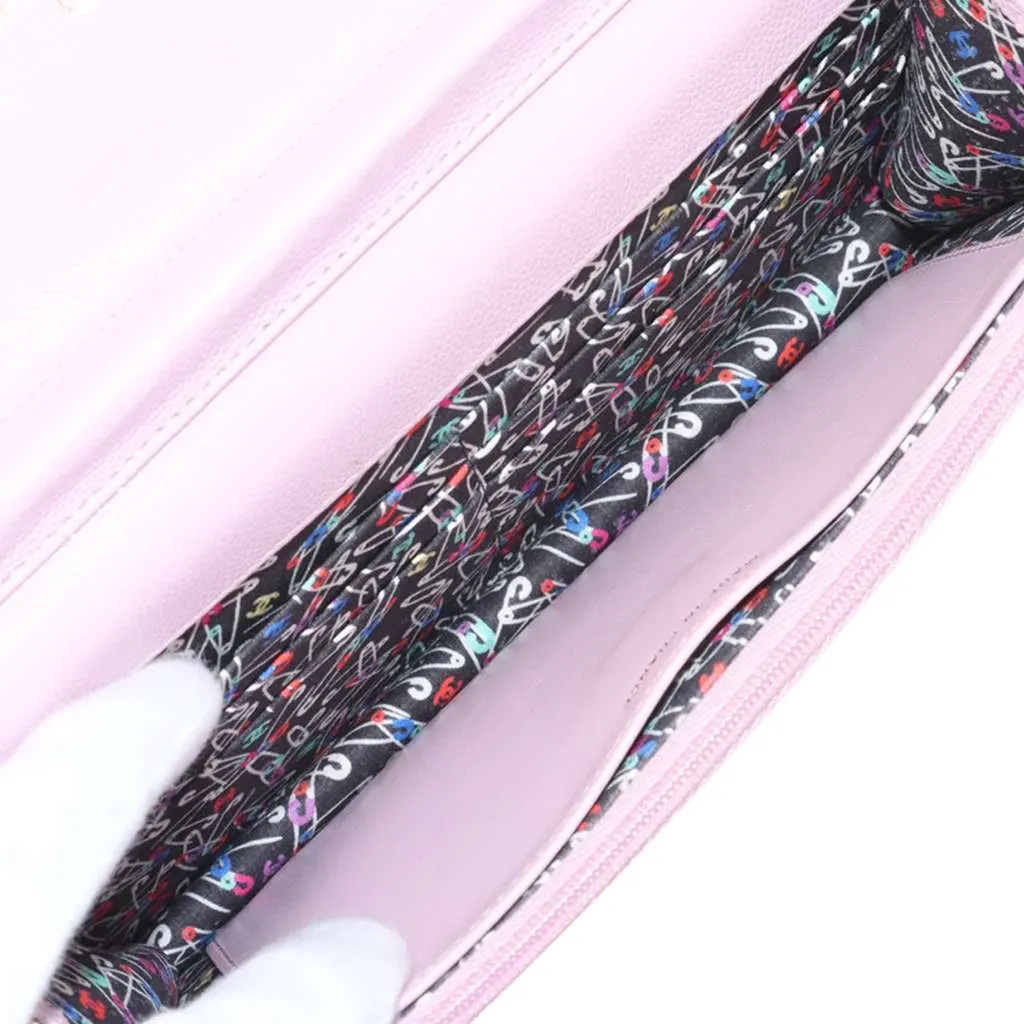 Chanel CC Quilted Caviar Wallet on Chain Pink Leather Very good - Inside View