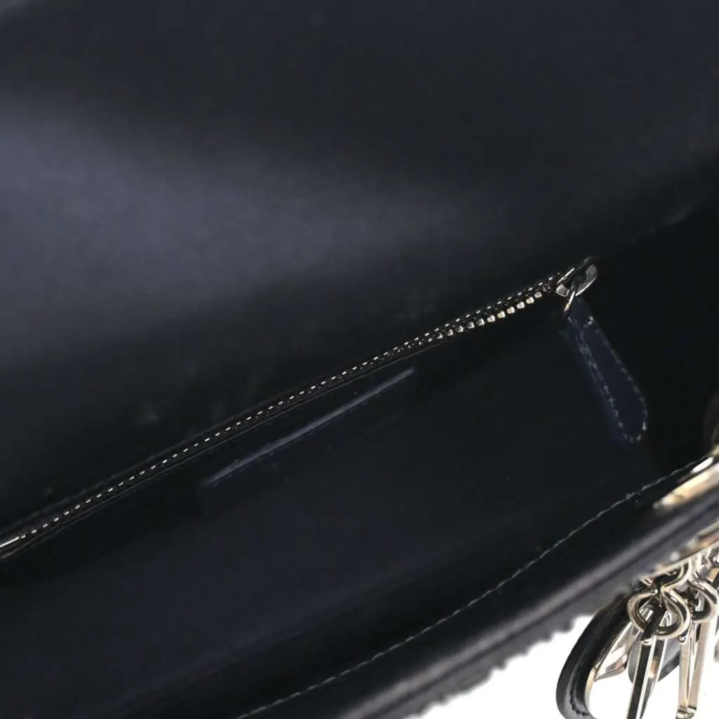Dior Mini Satin Cannage Strass Crystal Embellished Lady Dior Blue Satin Very good - Model View