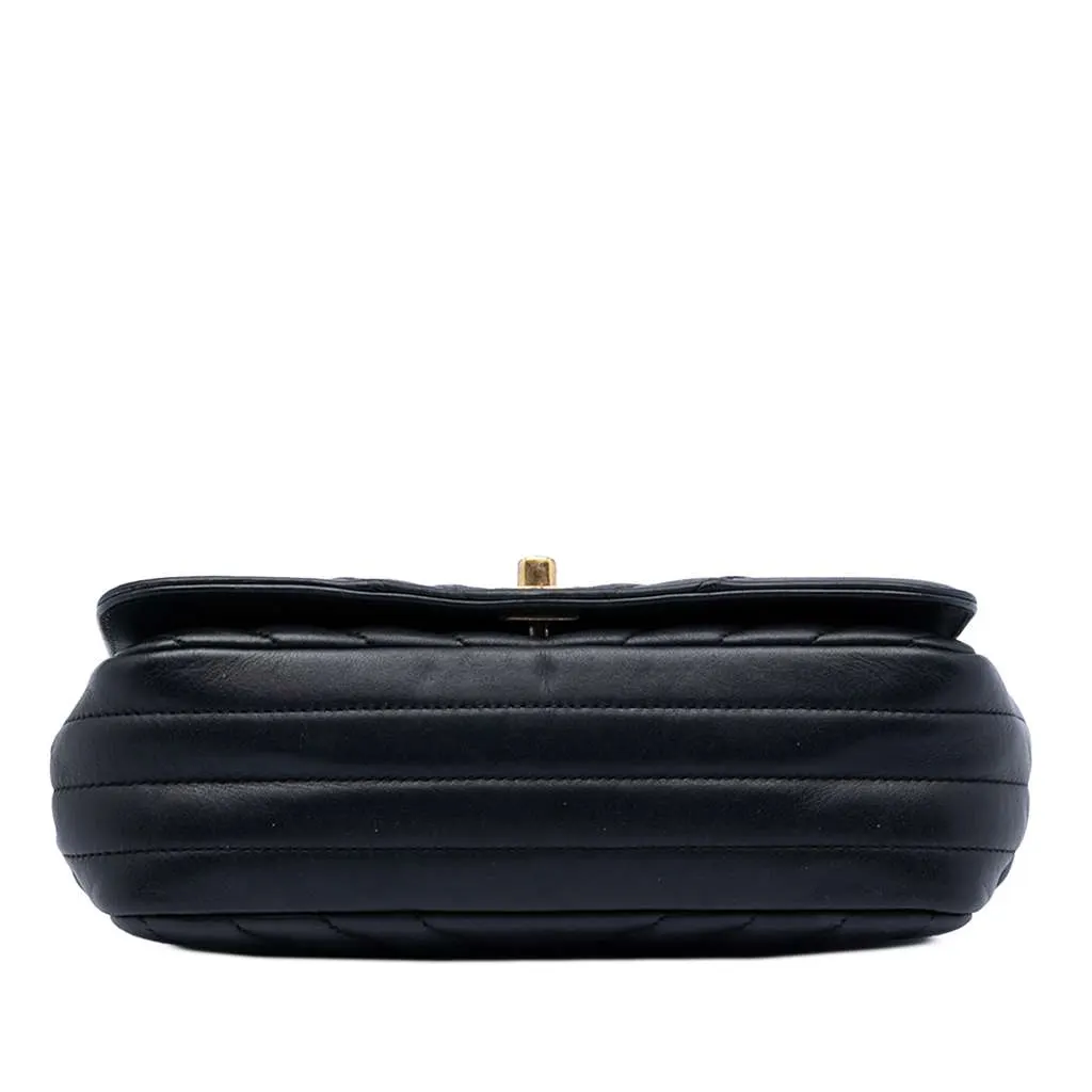 Chanel Mini Chevron Calfskin Statement Flap Black Leather Very good - Inside View