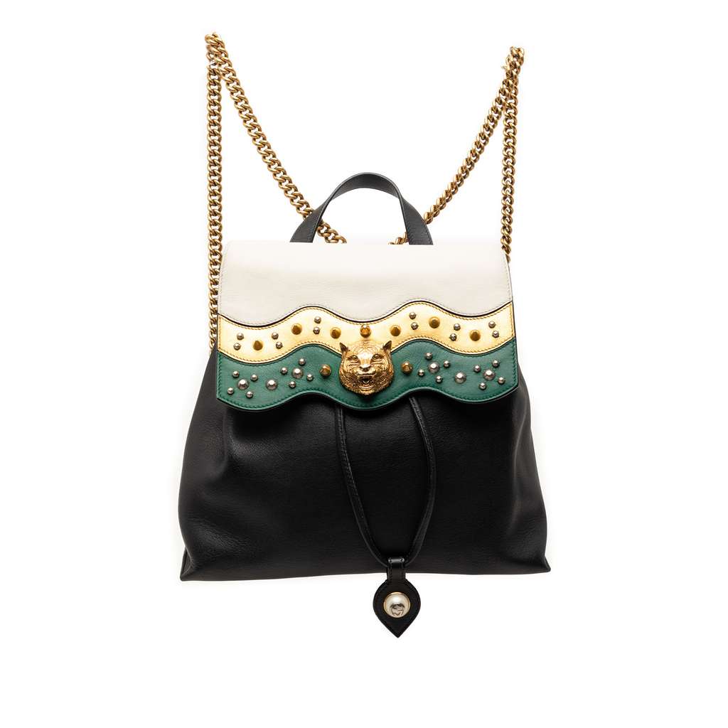 Gucci Leather Studded Animalier Malin Backpack