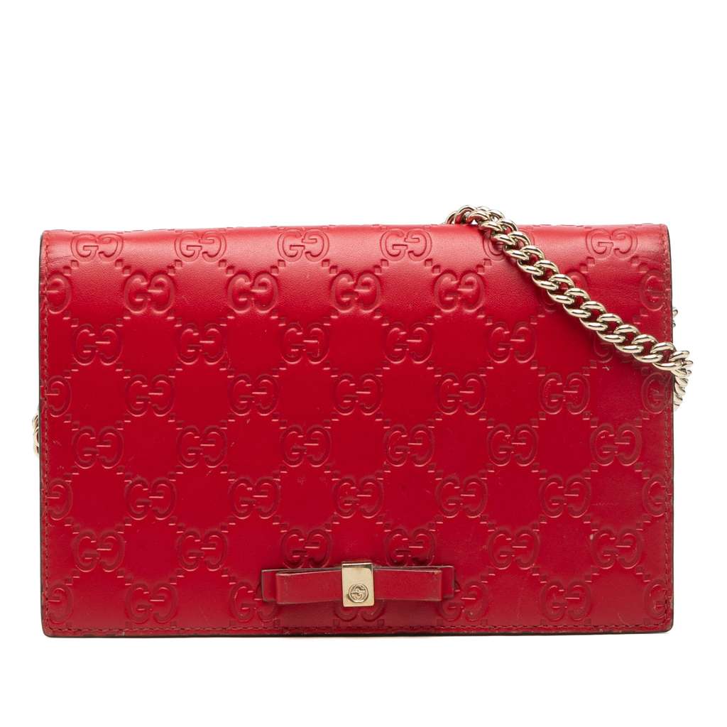 Gucci Mini Guccissima Bow Signature Wallet On Chain
