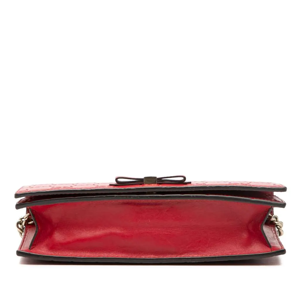 Gucci Mini Guccissima Bow Signature Wallet On Chain Red Leather Very good - Inside View