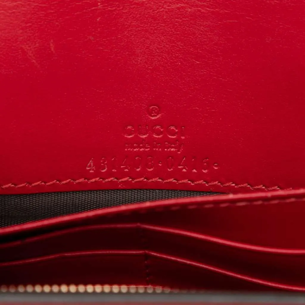 Gucci Mini Guccissima Bow Signature Wallet On Chain Red Leather Very good - Box View