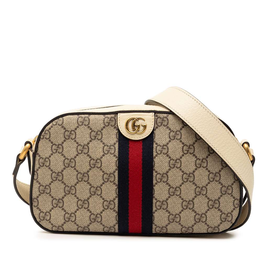 Gucci Small GG Supreme Textured Calfskin Web Ophidia Camera Bag