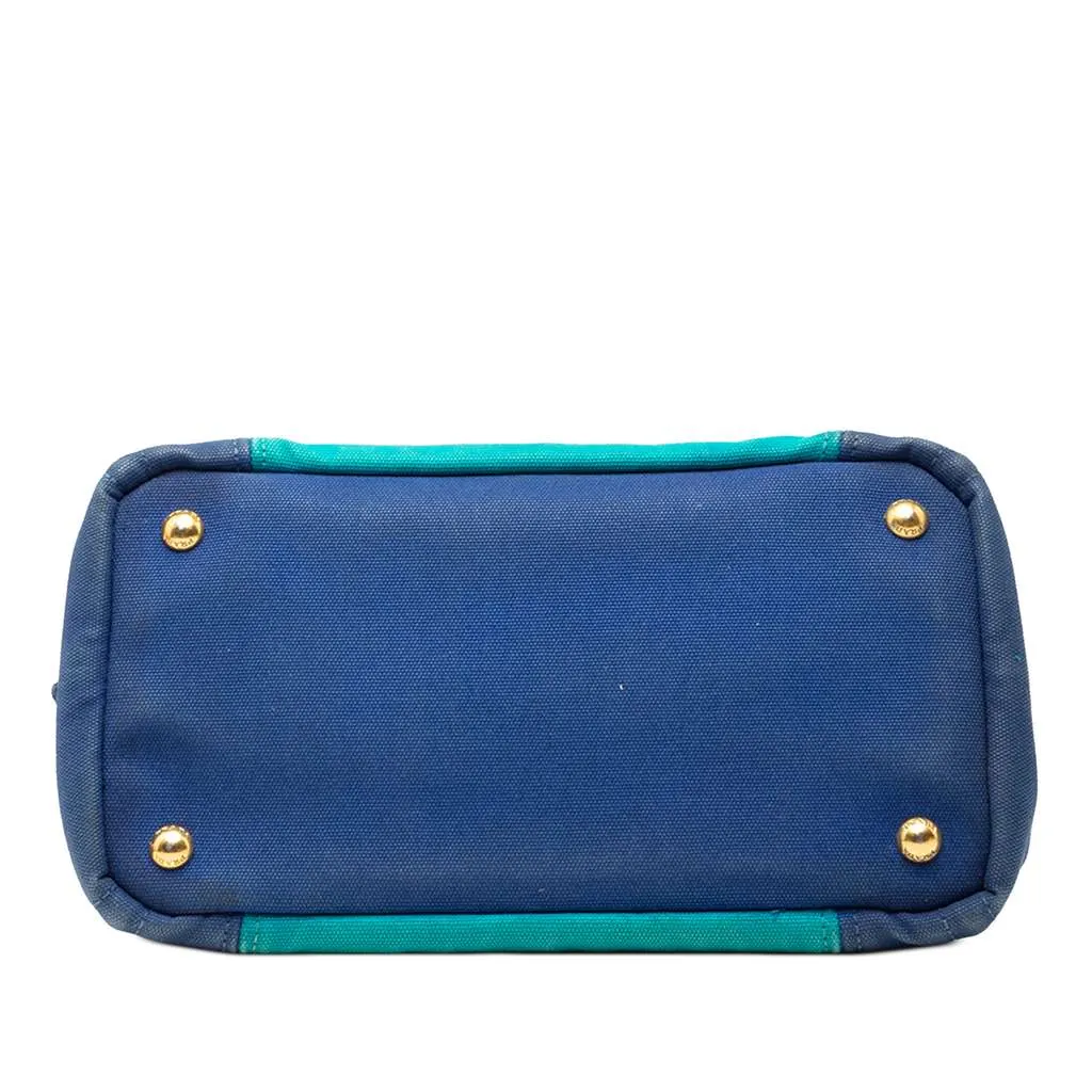 Prada Small Bicolor Canvas Canapa Logo Satchel Blue Canvas Very good - Inside View