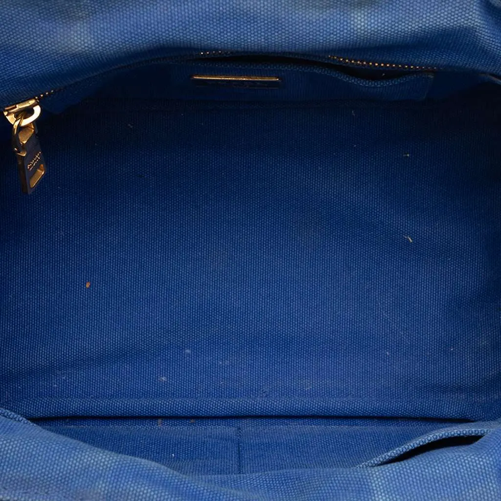 Prada Small Bicolor Canvas Canapa Logo Satchel Blue Canvas Very good - Model View