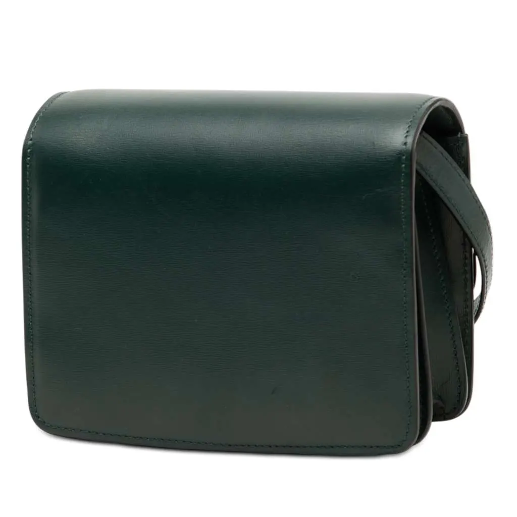 Celine Small Calfskin Classic Box Green Leather Very good - Back View