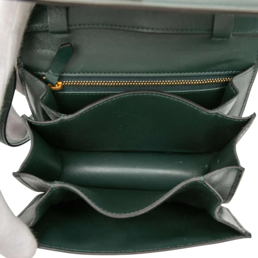 Celine Small Calfskin Classic Box Green Leather Very good - Model View