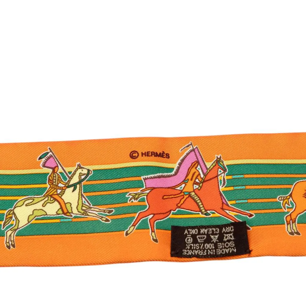 Hermès Pani La Shar Pawnee Twilly Silk Scarf Orange Silk Very good - Inside View