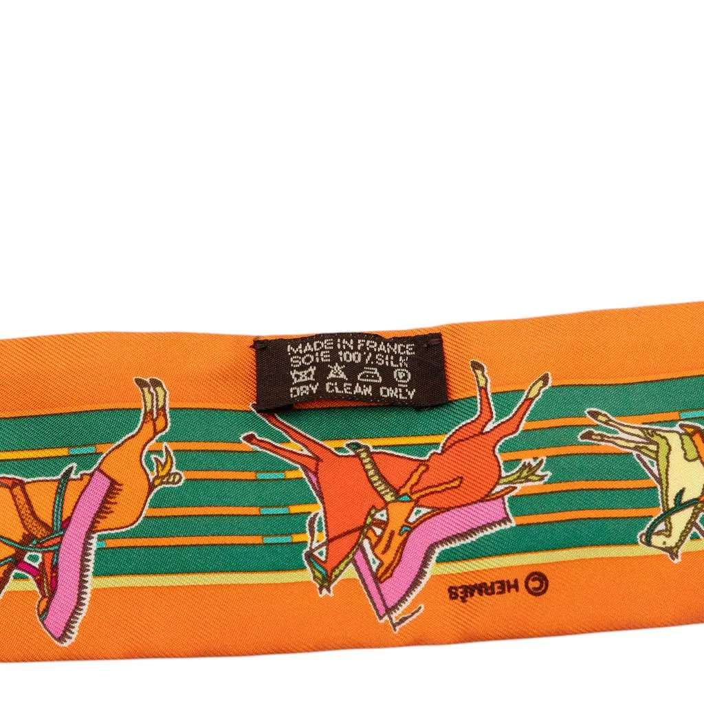 Hermès Pani La Shar Pawnee Twilly Silk Scarf Orange Silk Very good - Model View