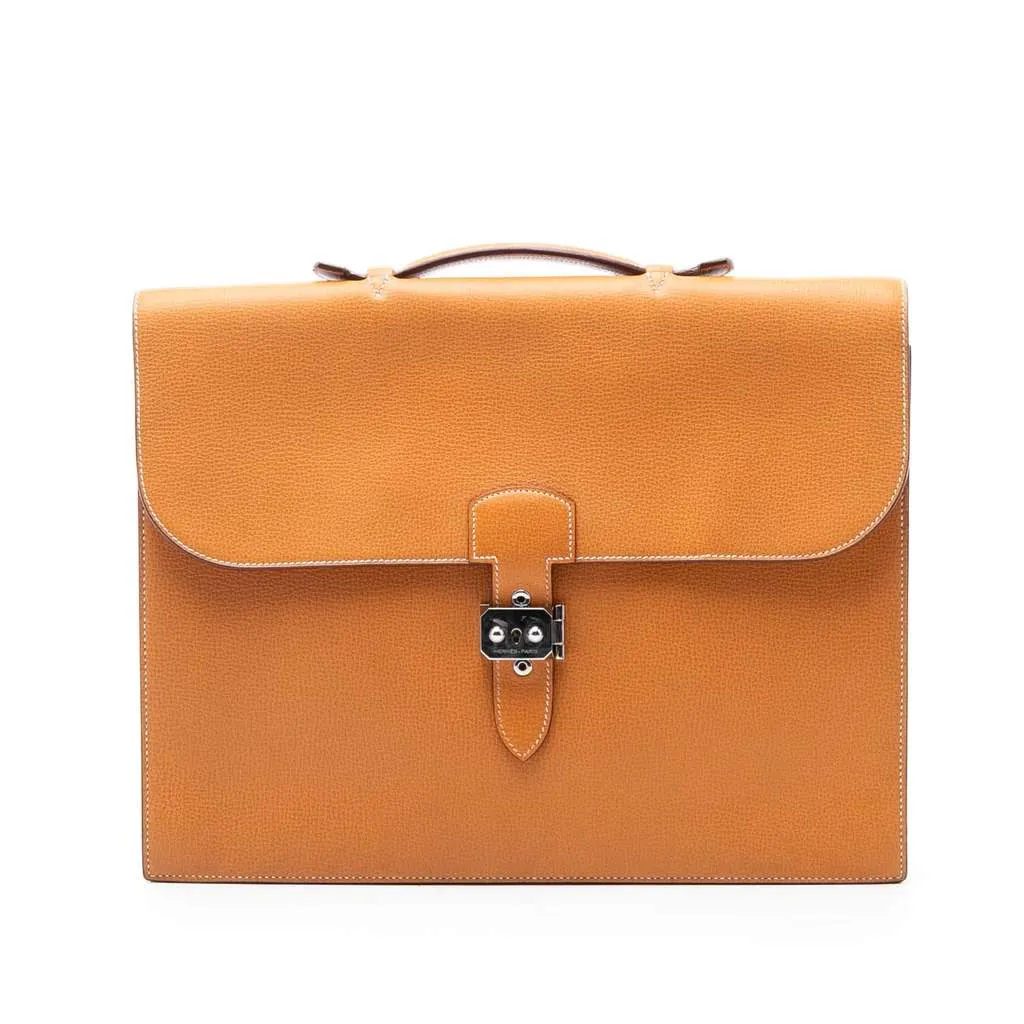 Hermès Barenia Sac a Depeches 38 Brown Leather Very good - Front View
