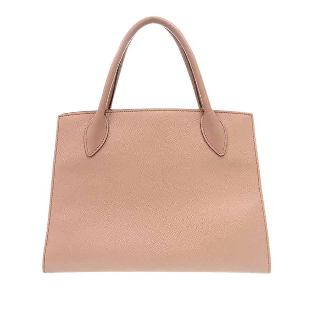Prada Medium Saffiano Cuir Monochrome Top Handle Tote Brown Leather Very good - Back View