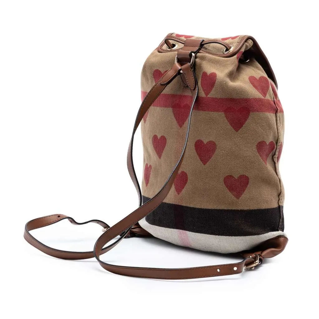 Burberry Mega Check Canvas Chiltern Hearts Backpack Brown Canvas Very good - Back View