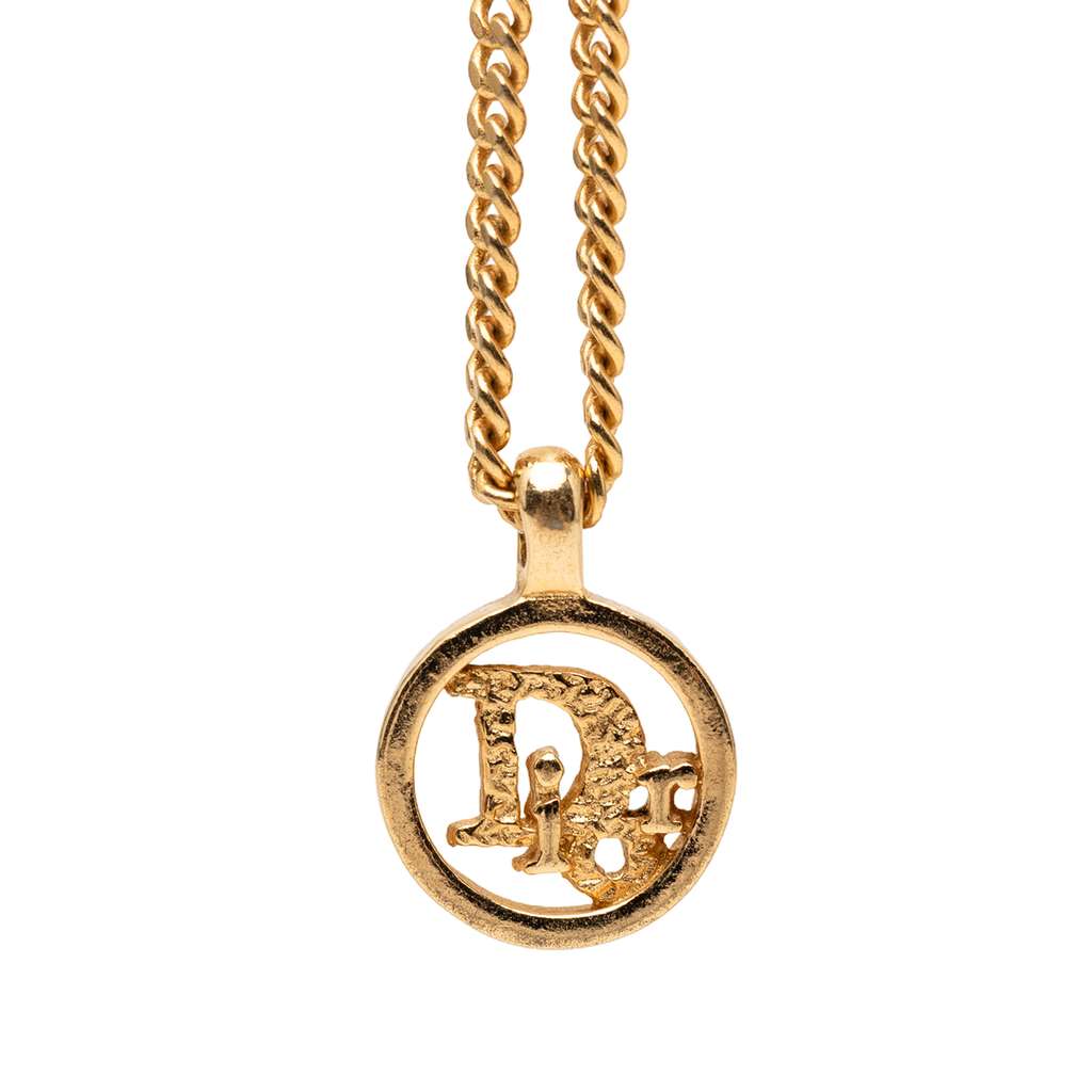 Dior قلادة بشعار مطلي بالذهب