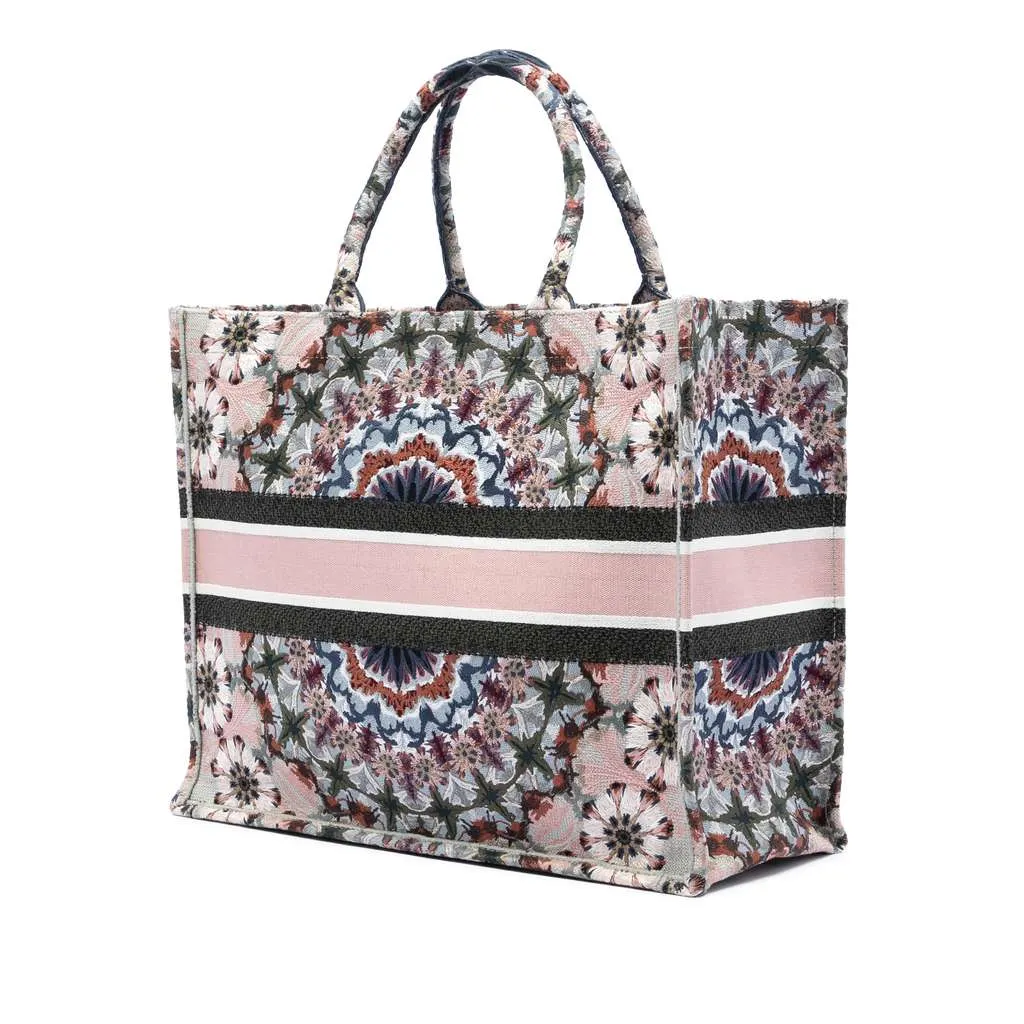Dior Large Embroidered Canvas KaleiDiorscopic Book Tote Pink Canvas Very good - Back View