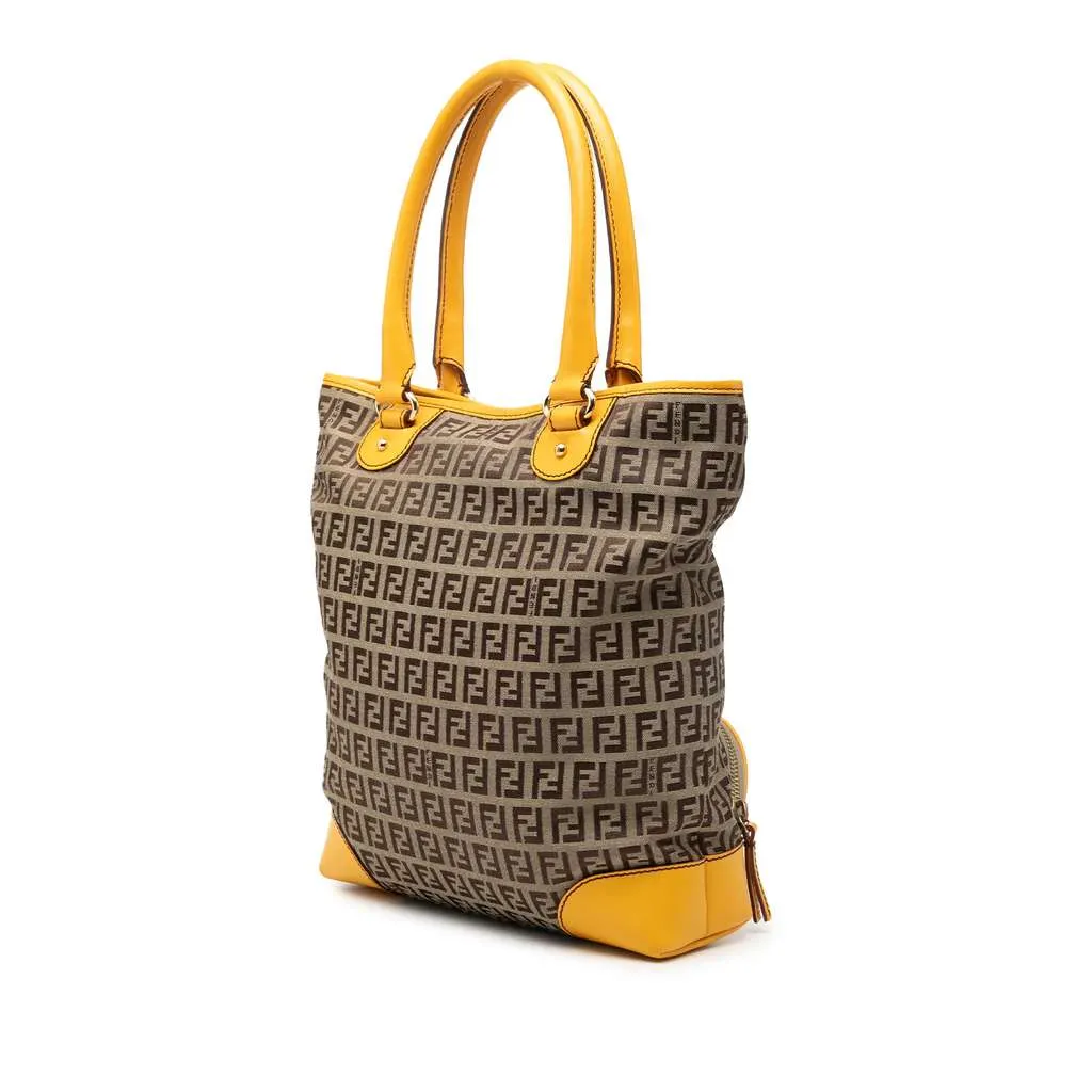Fendi Zucchino Canvas Chef Front Pocket Shopping Tote Beige Canvas Very good - Back View