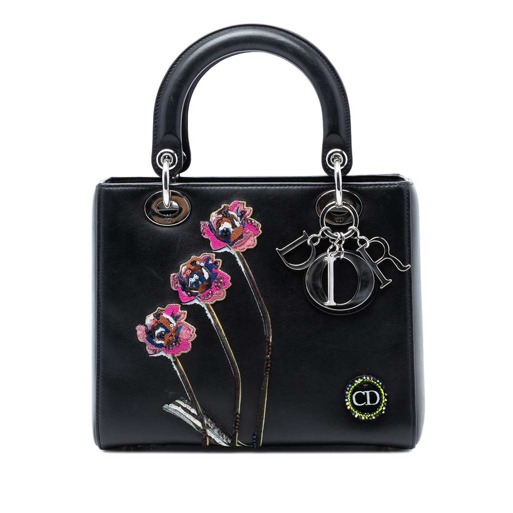 Dior Medium Calfskin Embroidered Flower Lady Dior