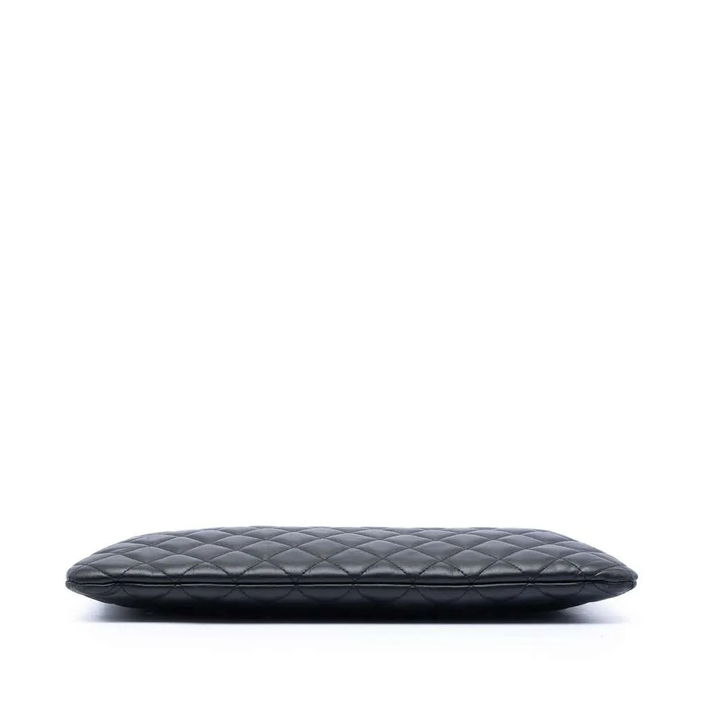 Chanel Large Quilted Lambskin Casino Charms O Case Clutch Black Leather Very good - Inside View