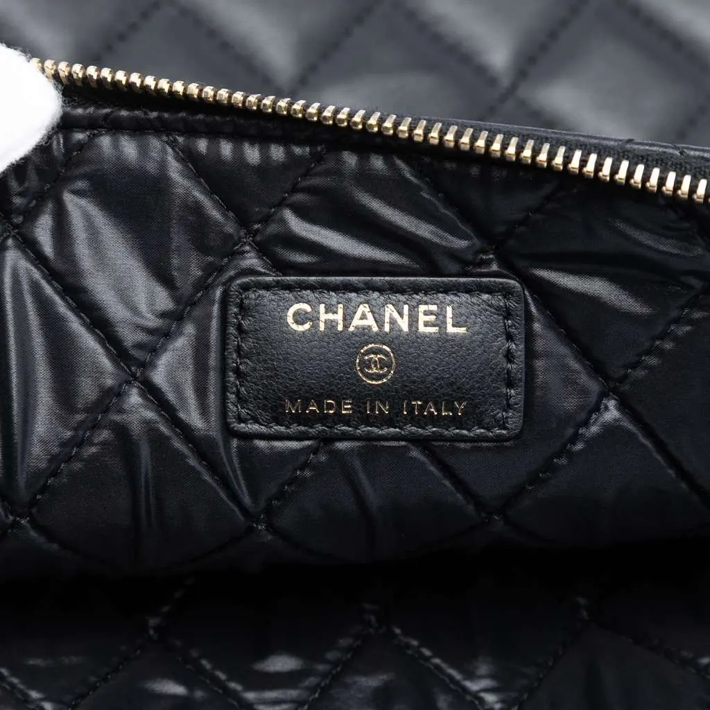 Chanel Large Quilted Lambskin Casino Charms O Case Clutch Black Leather Very good - Box View