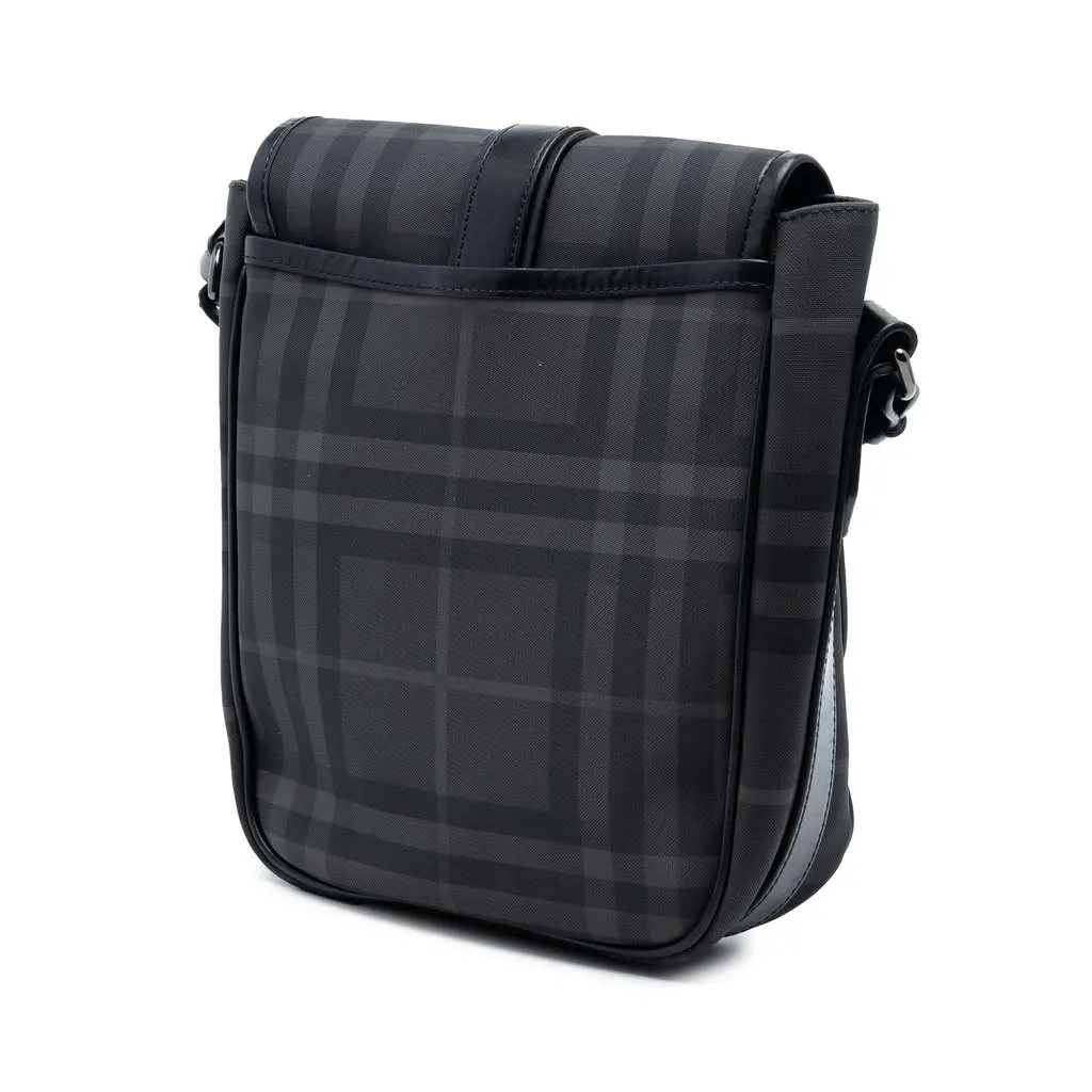 Burberry Smoke Check Coated Canvas Crossbody Grey Canvas Very good - Back View