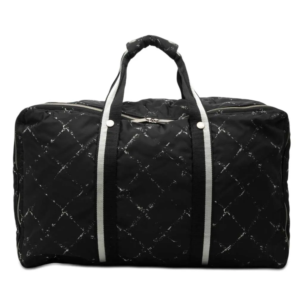 Chanel Old Travel Line Nylon Double Zip Travel Bag Black Very good - Front View