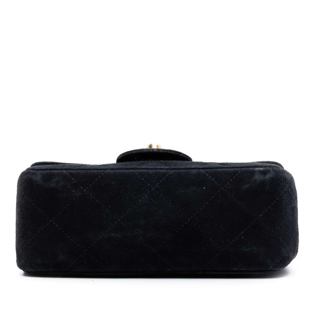 Chanel Extra Mini Rectangular Classic Suede Single Flap Black Leather Very good - Inside View