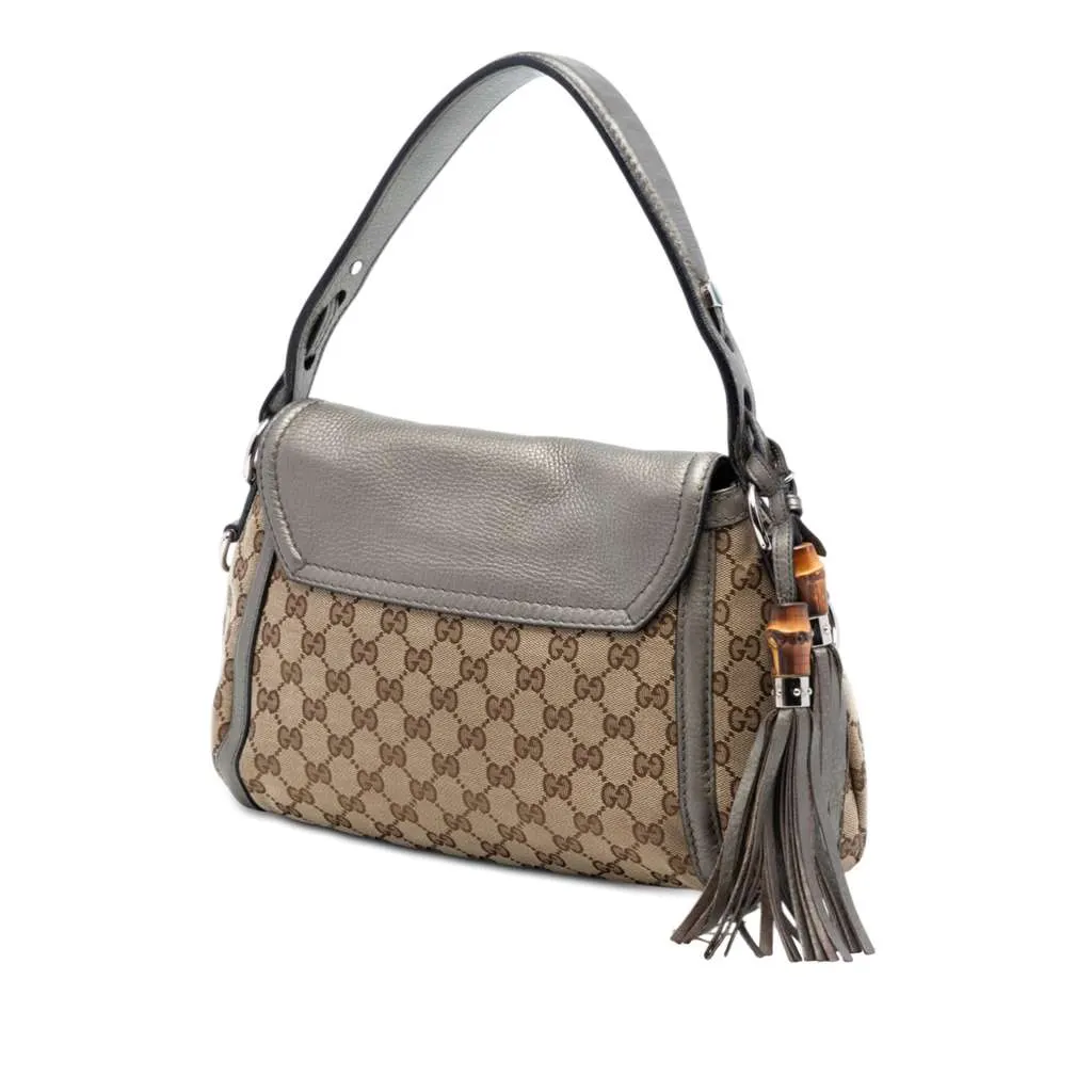 Gucci Medium GG Canvas Techno Horsebit Satchel Beige Canvas Very good - Back View