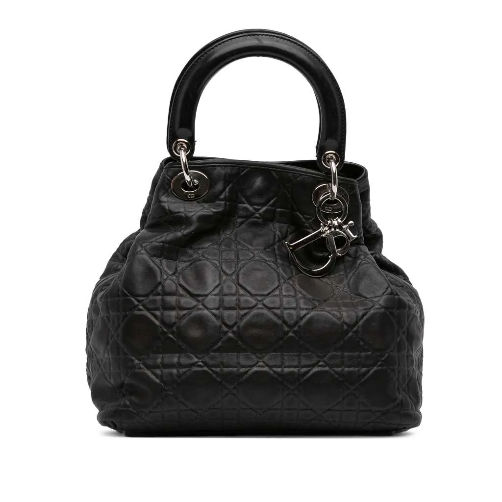 Dior Lambskin Cannage Soft Lady Dior Black Leather Very good - Front View