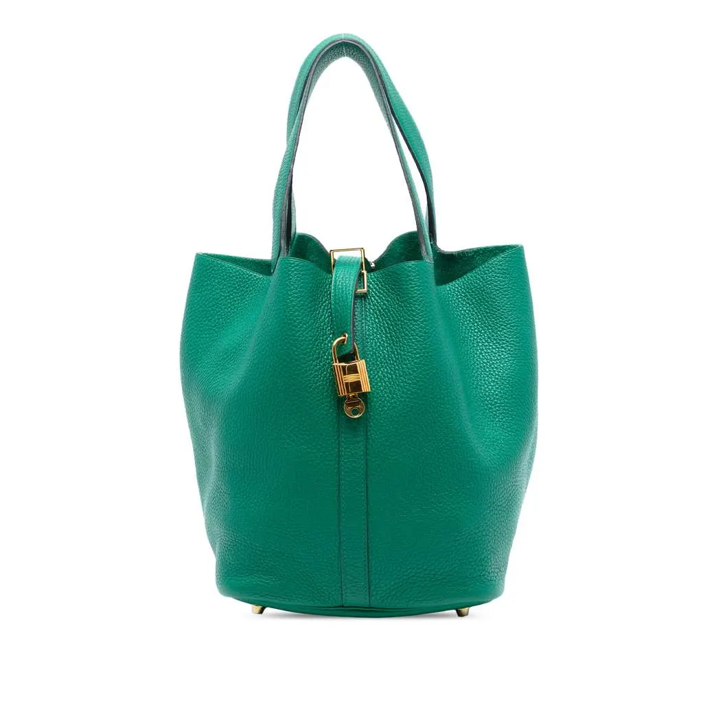 Hermès Clemence Picotin Lock 26 Green Leather Very good - Front View