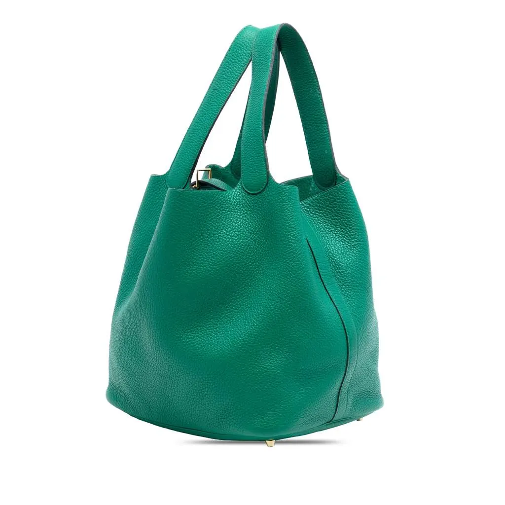 Hermès Clemence Picotin Lock 26 Green Leather Very good - Back View