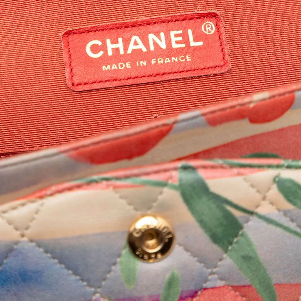 Chanel Medium Classic Lambskin Floral Double Flap Beige Leather Very good - Box View