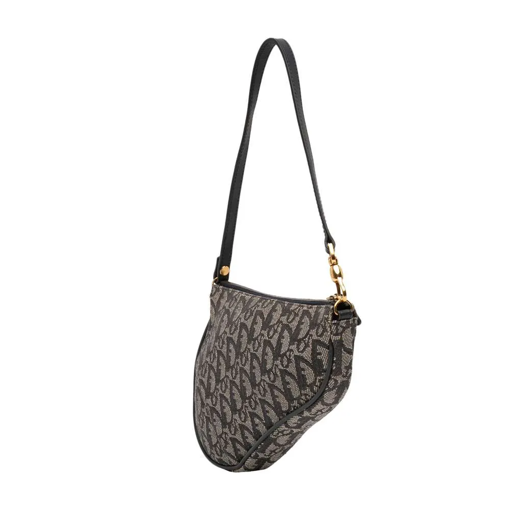 Dior Mini Diorissimo Canvas Saddle Pochette Blue Canvas Very good - Back View