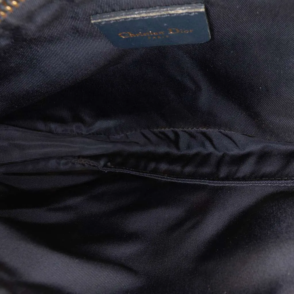 Dior Mini Diorissimo Canvas Saddle Pochette Blue Canvas Very good - Model View