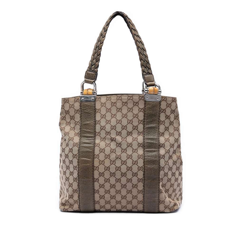 Gucci Large GG Canvas Bamboo Libeccio Tote