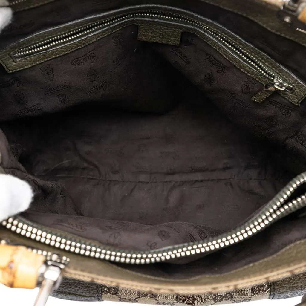 Gucci Large GG Canvas Bamboo Libeccio Tote Beige Canvas Very good - Model View