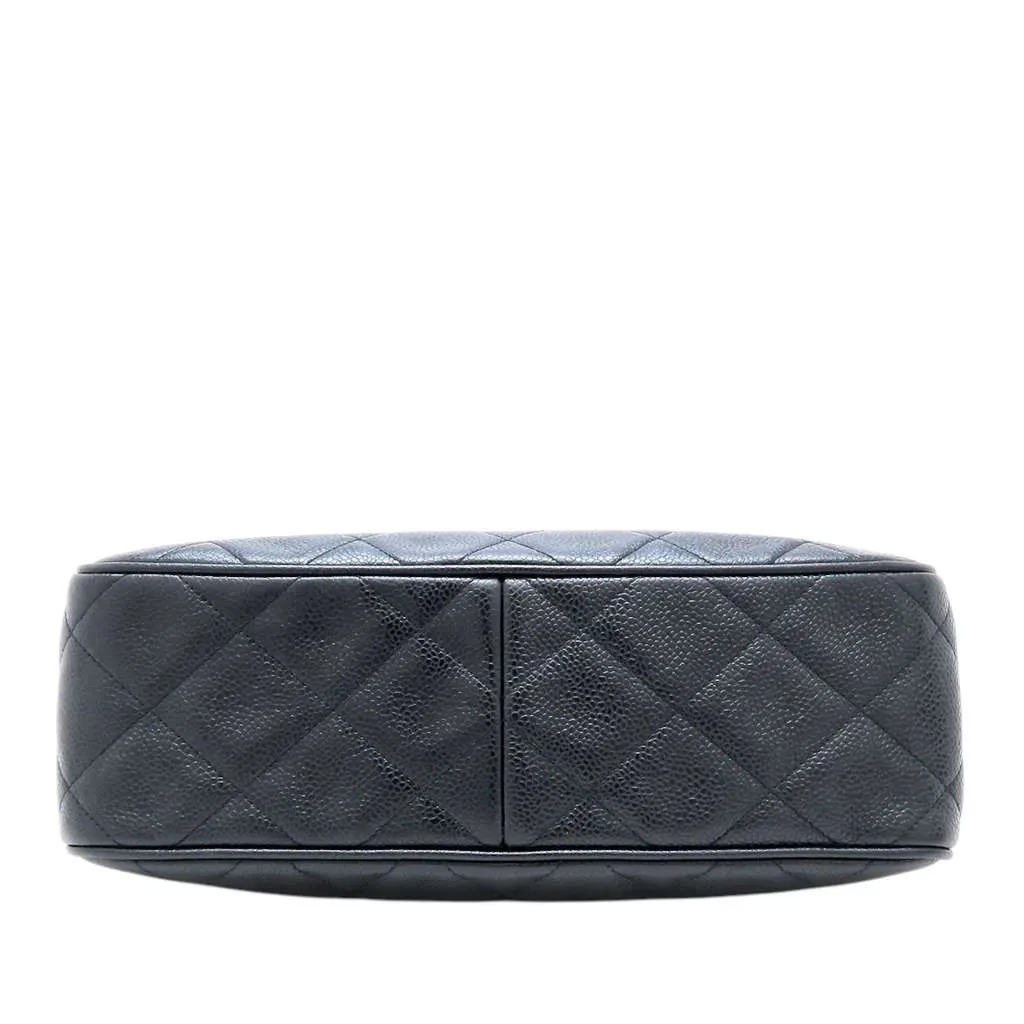 Chanel CC Quilted Caviar Front Pocket Shoulder Bag Black Leather Very good - Inside View