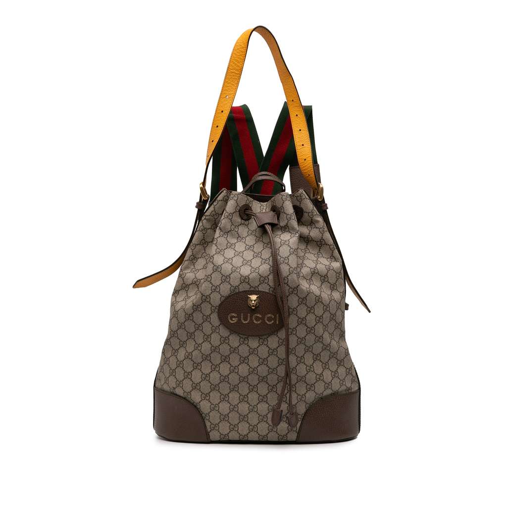 Gucci GG Supreme Web Neo Vintage Drawstring Bucket Bag