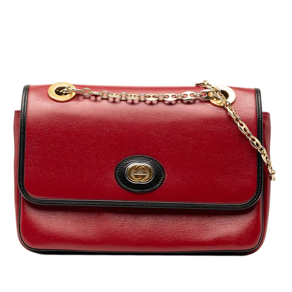 Gucci Small Leather Marina Chain Shoulder Bag Red Leather Very good - Front View