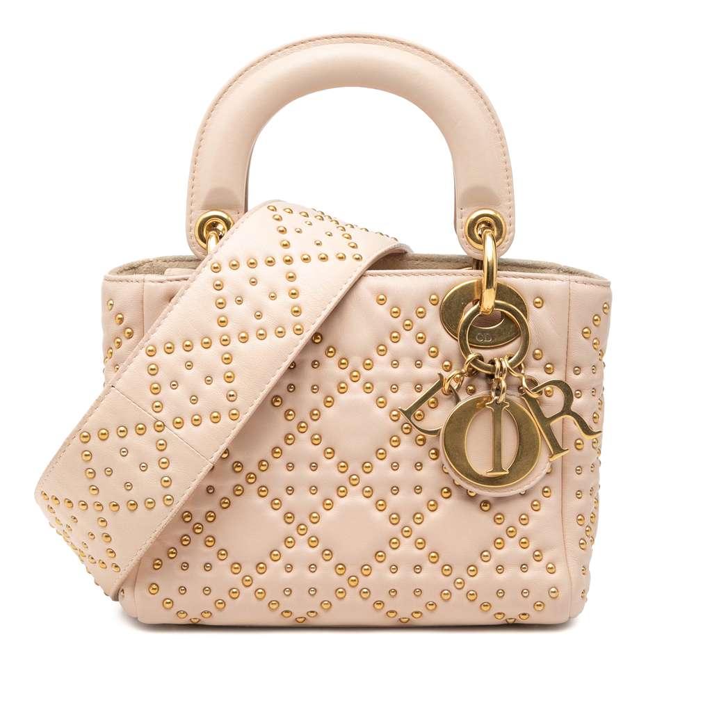 Dior Mini Lambskin Cannage Studded Supple Lady Dior