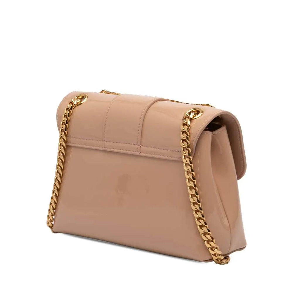 Celine Teen Patent Triomphe Victoire Chain Shoulder Bag Brown Leather Very good - Back View