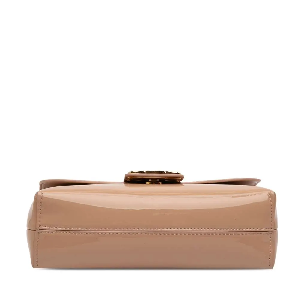 Celine Teen Patent Triomphe Victoire Chain Shoulder Bag Brown Leather Very good - Inside View