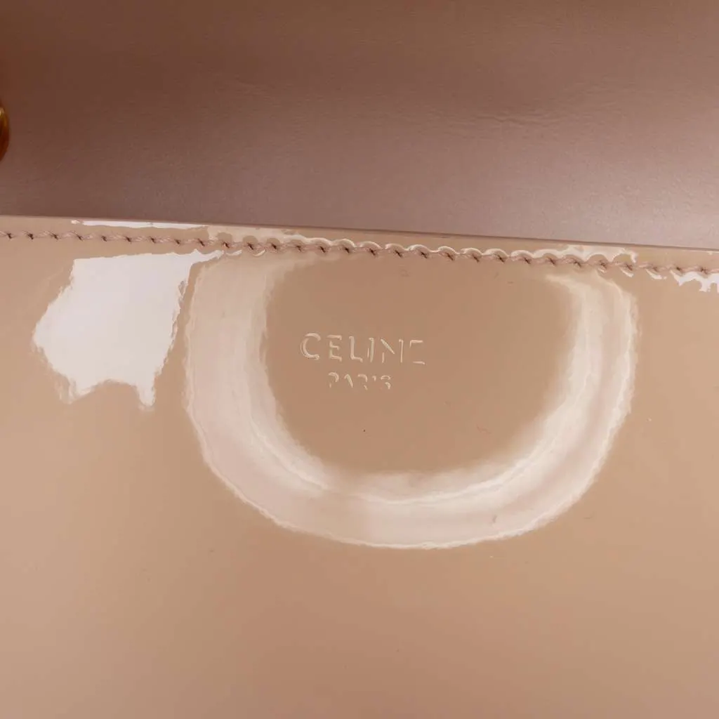 Celine Teen Patent Triomphe Victoire Chain Shoulder Bag Brown Leather Very good - Box View