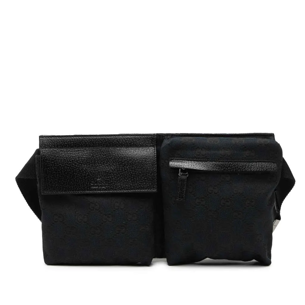 Gucci GG Canvas Double Pocket Belt Bag Blue Canvas Very good - Front View