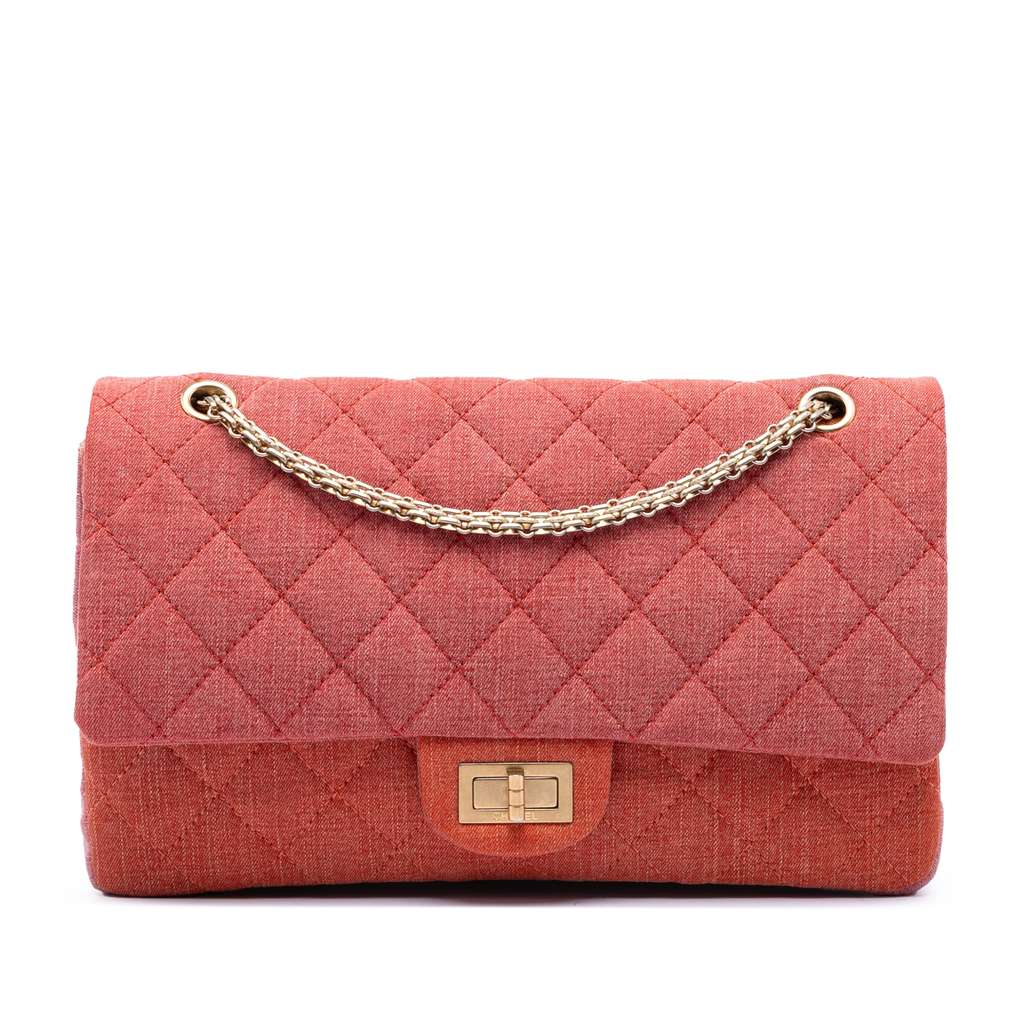 Chanel إصدار جديد من قماش الدنيم المبطن ثلاثي الألوان 2.55 ذو الغطاء المزدوج 227