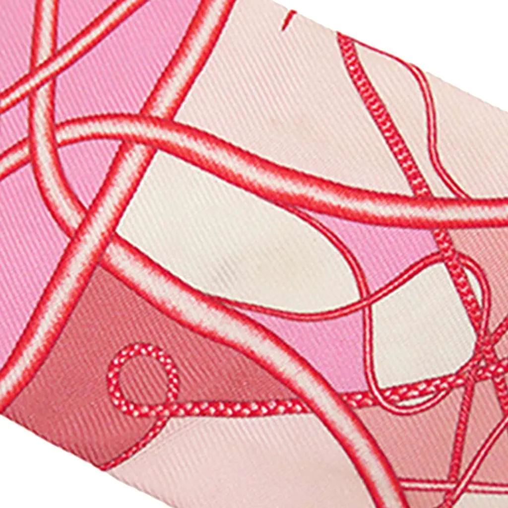 Hermès Coup de Fouet Au Bloc Silk Twilly Scarf Pink Silk Very good - Model View