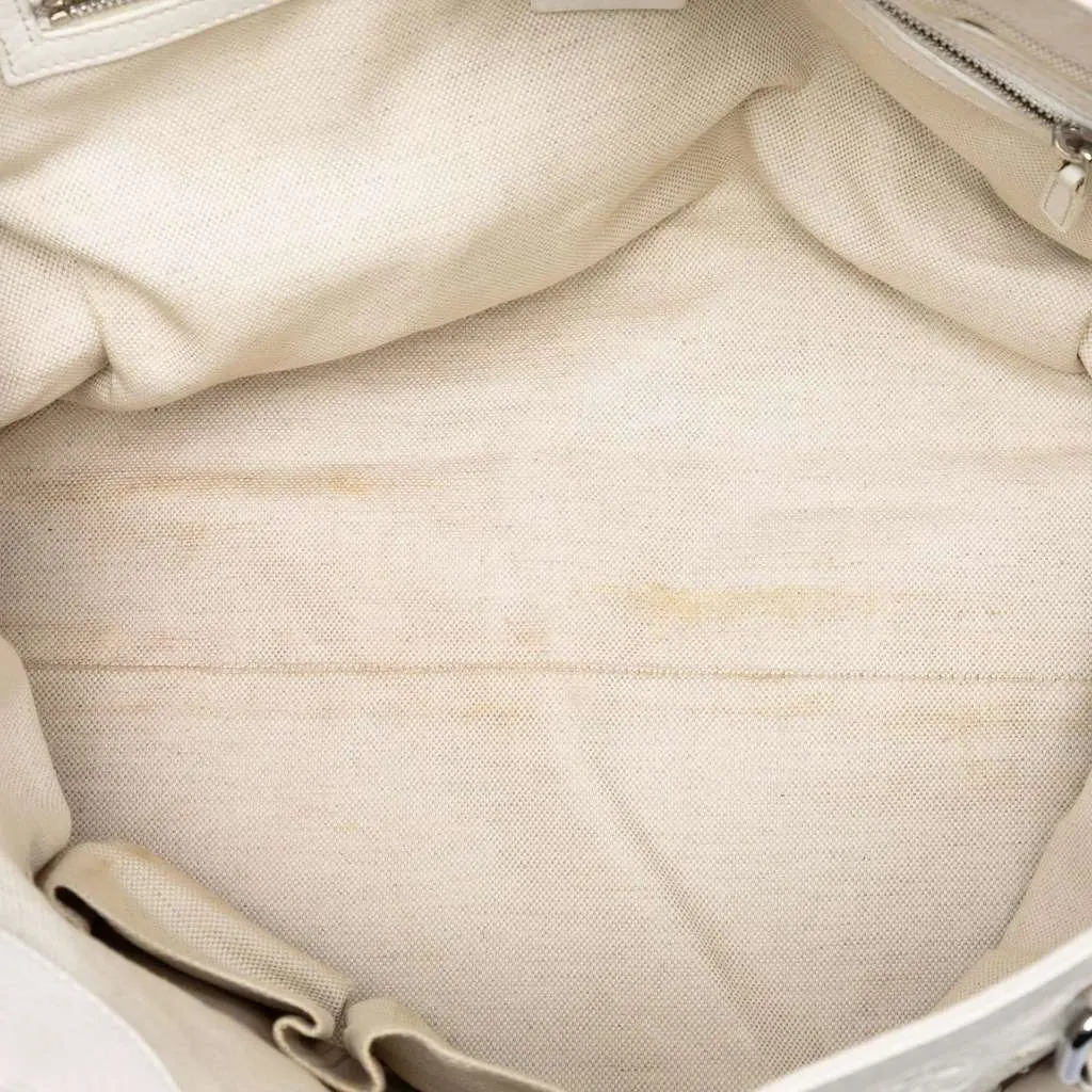 Gucci Guccissima Techno Tag Tote White Leather Good - Model View